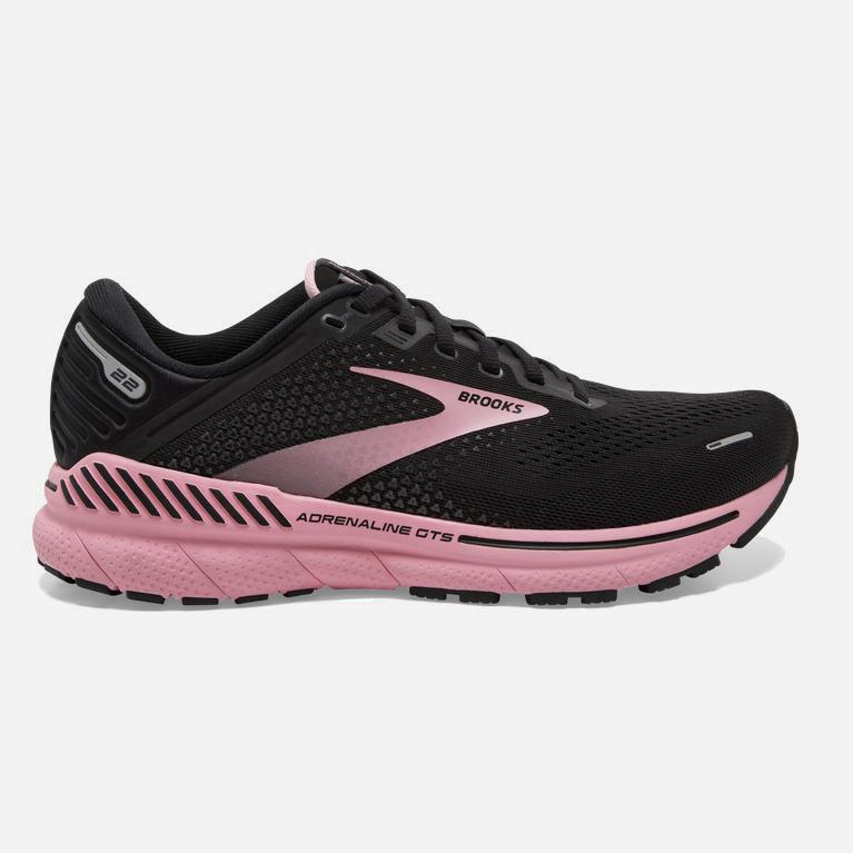 Brooks Adrenaline Gts 22 Womens Supportive Walking Shoes Ireland Black/Dianthus Pink/Silver (AUIZ-98